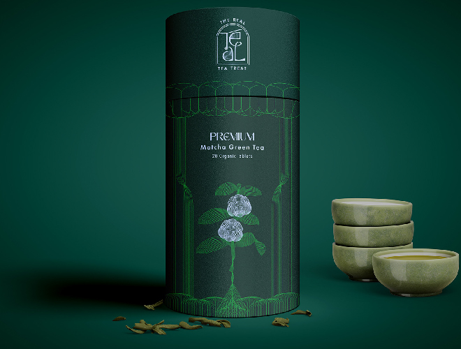 绿茶圆筒包装盒设计